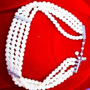 Vintage 1980s Imitation Pearl Choker Necklace